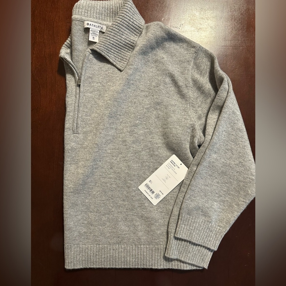 Athleta NWT; Light Gray Zip-Up Sweater - Picture 4 of 4